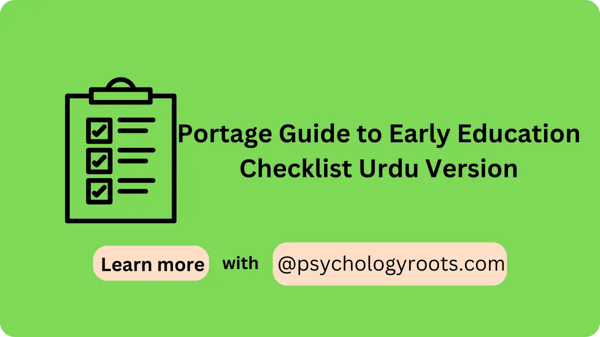 Portage Guide to Early Education Checklist Urdu Version